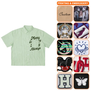 New Shirt Customized Men's American Retro Stripe Shirt Summer Letter Print Short Sleeve Design Feel Loose Shirt - Image 5