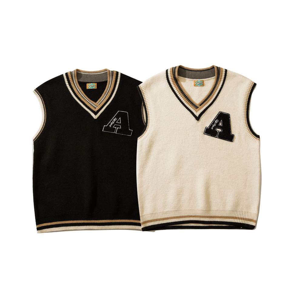 Knitted V-neck Sweater Vest Men Women Winter Autumn College Style Sleeveless Comfortable Vest Sweater