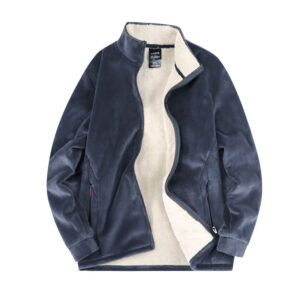 Custom logo Men's Cashmere Winter Sports Casual Stand Collar Cardigan Jacket Loose Size Warm and Thick Coat - Image 3