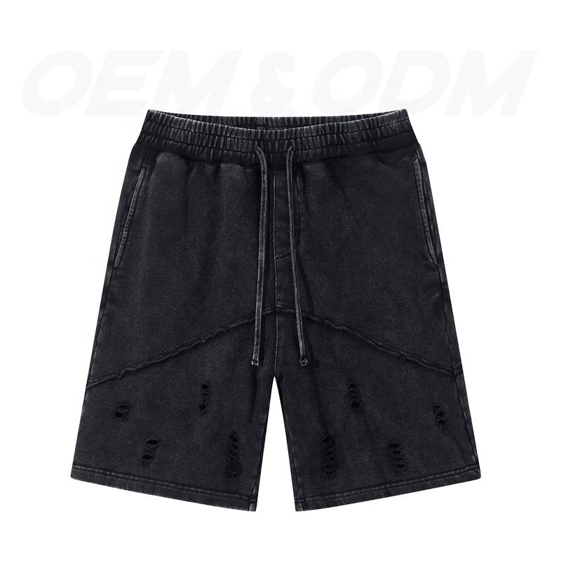 Custom Logo Street Acid Wash Distressed Running Workout Gym Sports Sweat Vintage Men Shorts