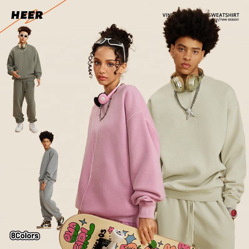 Oversized Half Mock Collar Man Sweatshirt High Quality Heavy Weight Accept Custom Acid Washing Sweat Shirt for Man