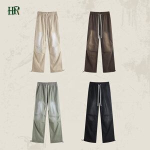 High-quality Washed Casual Street Wear Work Wash Gradually Drawn Rope Tied Feet Woven Logging Overalls Trend Pant - Image 1