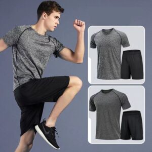 Custom Men Two Piece Summer Shirt Short Sets Workout Clothing Gym Fitness Sport Wear Sets for Men - Image 2