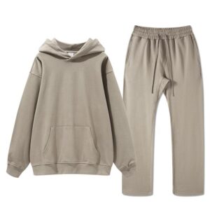 Embossed 3D Unisex Oversized Heavyweight Hoodie Set Cotton Custom Blank Men's Hoodies Set - Image 1