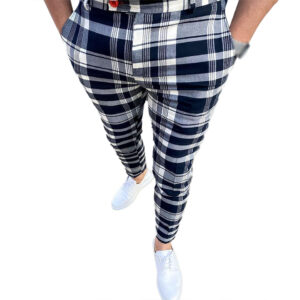 Wholesale High Quality Mens Trousers Chinos Solid Color Plaid Clothing Pants Slim Formal for Men - Image 1